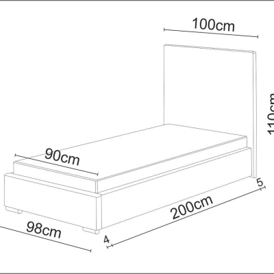 Jednolůžková postel 90x200 FLEK 6 - béžová