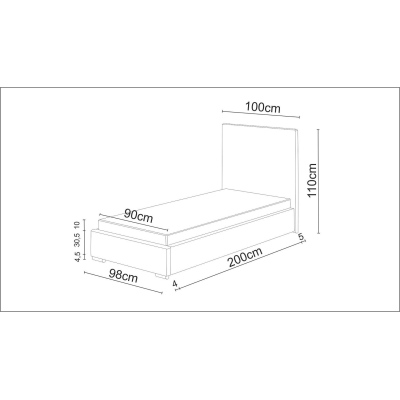 Jednolůžková postel 90x200 FLEK 6 - béžová