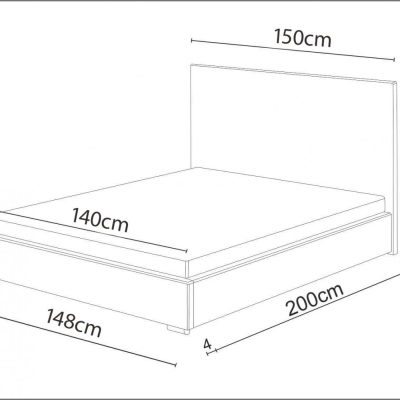 Manželská postel 140x200 FLEK 2 - žlutá