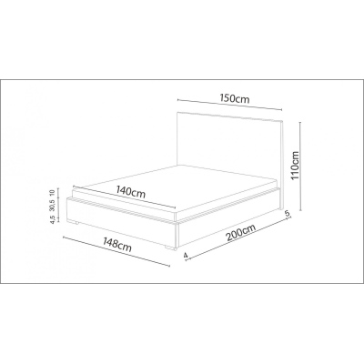 Manželská postel 140x200 FLEK 2 - žlutá