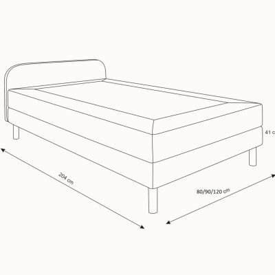 Postel pro dospívající teenagery s kovovými nožičkami 90x200 HENRYK 2 - béžová