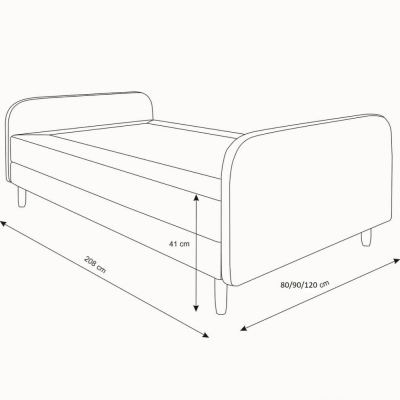 Postel pro dospívající teenagery s kovovými nožičkami 90x200 HENRYK 3 - béžová