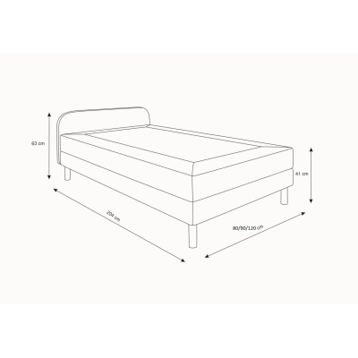 Postel pro dospívající teenagery 90x200 HENRYK 2 - šedá