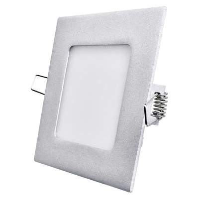 Vestavný LED panel, 6W, denní bílá, 12x12cm, hranatý, stříbrný