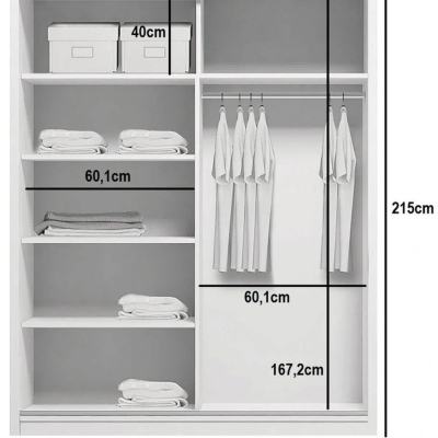 Prostorná šatní skříň FABIO, šířka 125 cm, výška 215 cm