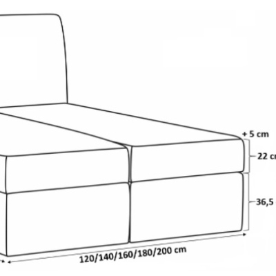 Čalouněná jednolůžková postel Ella černá 120 + Topper zdarma