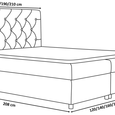 Elegantní rustikální postel Bradley 120x200, světle hnědá + TOPPER