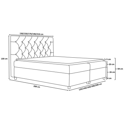 Elegantní rustikální postel Bradley 120x200, světle hnědá + TOPPER