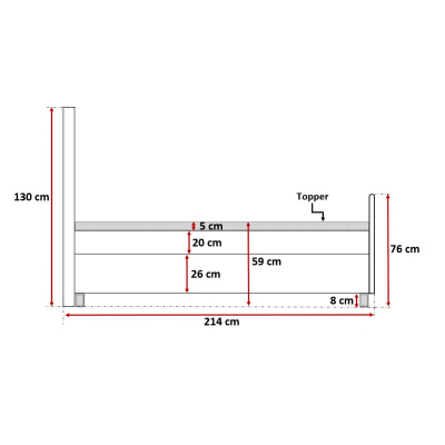 Kouzelná rustikální postel Bradley Lux 120x200, šedomodrá + TOPPER