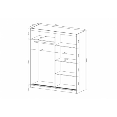 Šatní skříň se zrcadlem 180 cm WESTON 1 - dub sonoma