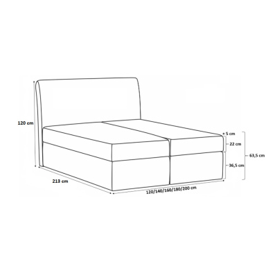 Dvojlůžková čalouněná postel Gery šedá 140 + topper zdarma