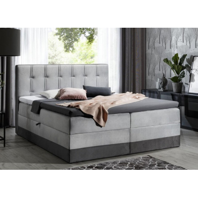 Čalouněná postel boxspring 120x200 MARYLIN - šedá + topper ZDARMA