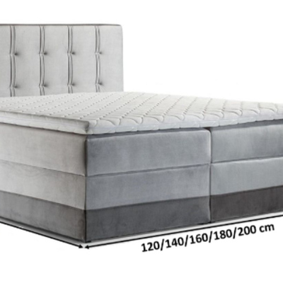 Čalouněná postel boxspring 120x200 MARYLIN - šedá + topper ZDARMA