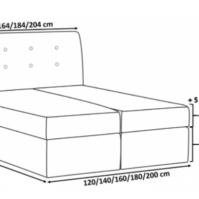 Stylová kontinentální postel Giulio modré 200 x 200 + topper zdarma