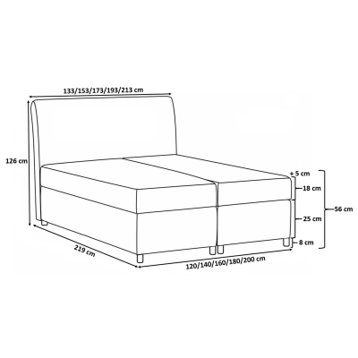 Čalouněná postel 160x200 PILAR - černá + topper ZDARMA