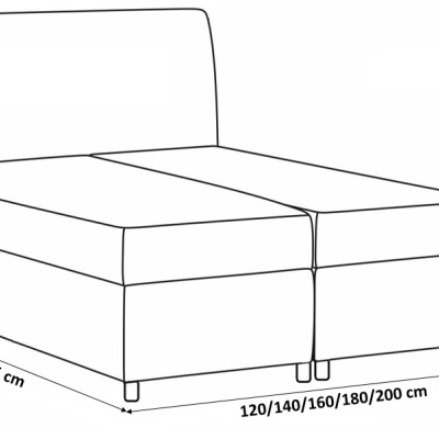 Vysoká čalouněná postel boxspring Luca hnědá160 + topper zdarma