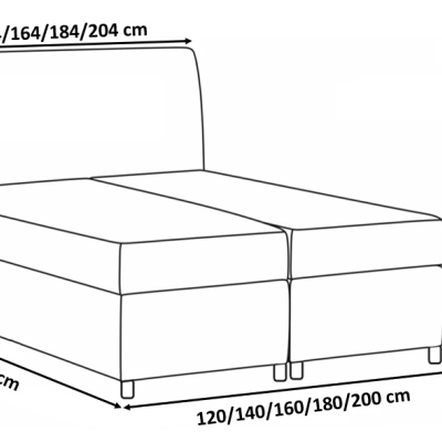 Elegantní čalouněné dvoulůžko Komala s úložným prostorem tmavě šedá 140 x 200 + topper zdarma