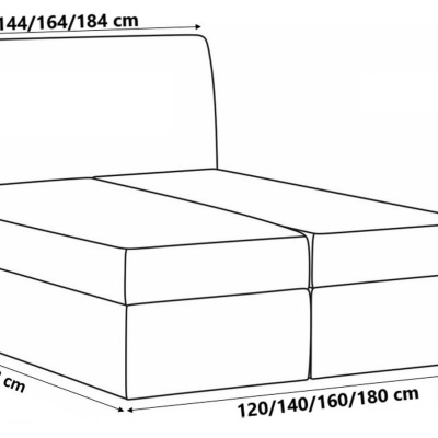 Boxspringová postel 180x200 IVANA 5 - modrá + topper ZDARMA