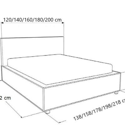 Čalouněná postel s úložným prostorem a osvětlením 140x200 LEXI - černá eko kůže