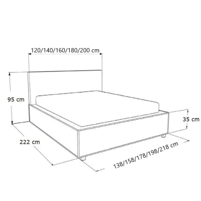 Čalouněná postel s úložným prostorem a osvětlením 140x200 LEXI - černá eko kůže