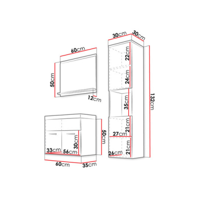 Koupelnová sestava ZORAIDA - dub wotan / lesklá bílá + sifon ZDARMA