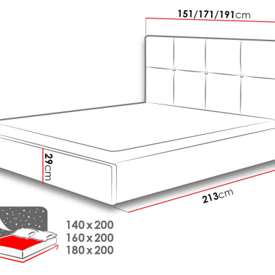 Čalouněná postel s úložným prostorem bez matrace 180x200 LINCOLN - šedá 2