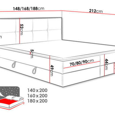 Kontinentální postel 160x200 JERSEY - hnědá / šedá + topper ZDARMA