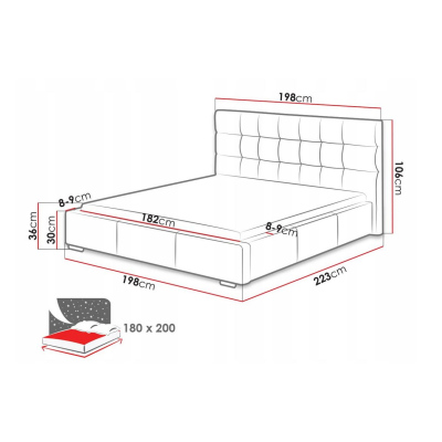 Postel s matrací a úložným prostorem 180x200 IRVINE 1 - černá ekokůže