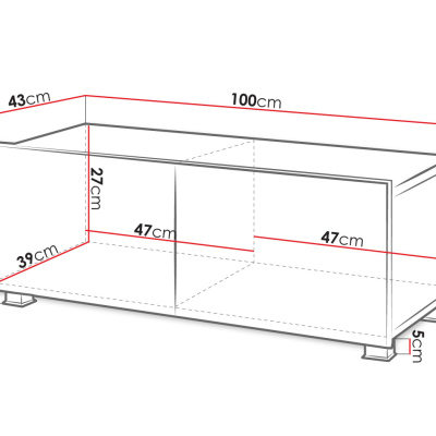 TV stolek 100 cm CHEMUNG - černý / lesklý černý