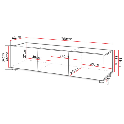 TV stolek 150 cm CHEMUNG - dub zlatý