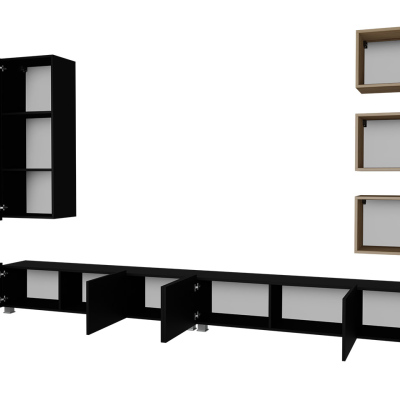 Obývací stěna CHEMUNG 33 - dub artisan / lesklá černá
