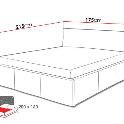 Manželská postel 160x200 CHEMUNG - černá ekokůže