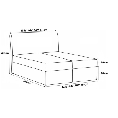 Kontinentální postel IVANA 6 - 180x200, hnědá + topper ZDARMA