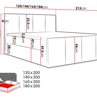 Postel s matrací a roštem LOLA - 160x200, světle šedá 2 + topper ZDARMA