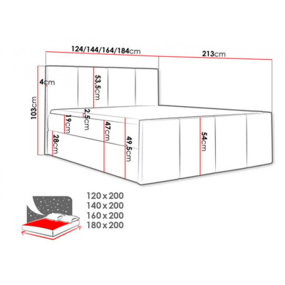 Postel s matrací a roštem LOLA - 160x200, fialová 1 + topper ZDARMA