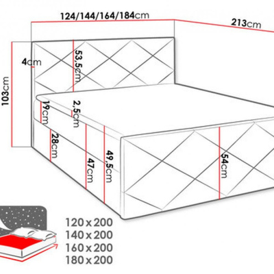 Postel s matrací a roštem HALKA - 180x200, béžová 2 + topper ZDARMA