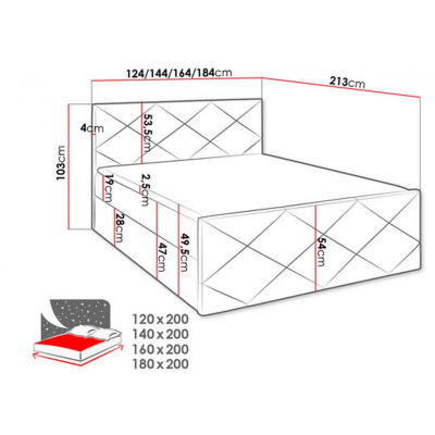 Postel s matrací a roštem HALKA - 180x200, béžová 2 + topper ZDARMA