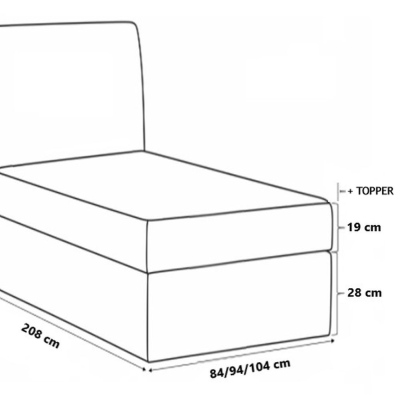 Boxspringová postel CELESTA MINI - 100x200, zelená + topper ZDARMA