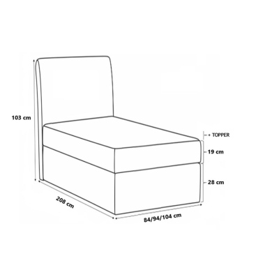 Boxspringová postel CELESTA MINI - 100x200, zelená + topper ZDARMA