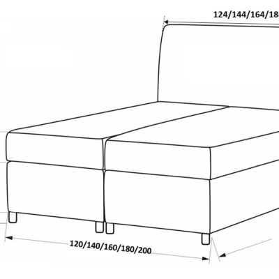 Designové čalouněná postel Fiza s úložným prostorem modrá 180 x 200 + topper zdarma