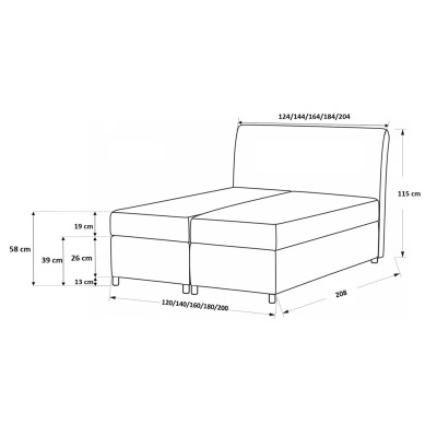 Designové čalouněná postel Fiza s úložným prostorem modrá 180 x 200 + topper zdarma