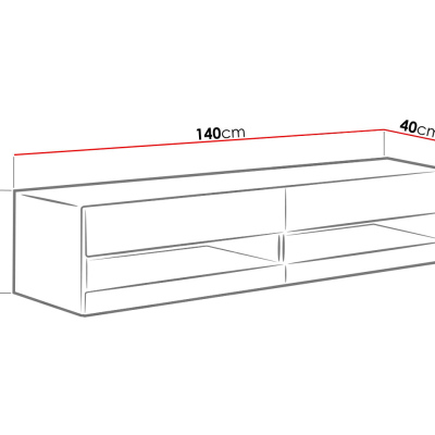 TV stolek s LED bílým osvětlením 140 cm ASHTON 1 - šedý / lesklý šedý