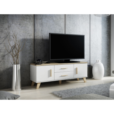 TV stolek 140 cm OLINA - dub sonoma / bílý