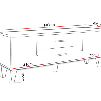 TV stolek 140 cm OLINA - dub sonoma / bílý