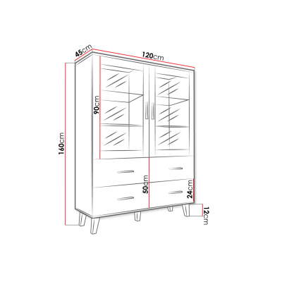 Kombinovaná vitrína COLINA - dub sonoma / bílá