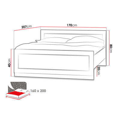 Manželská postel 160x200 MERLO - dub