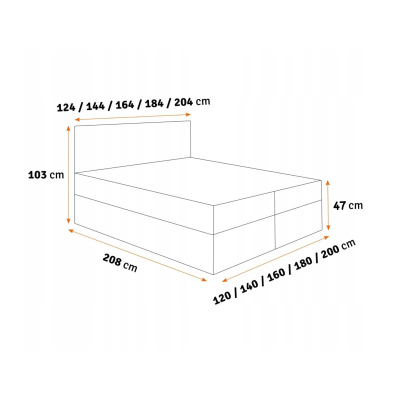 Jednolůžková postel KVETA - 120x200, modrá + topper ZDARMA