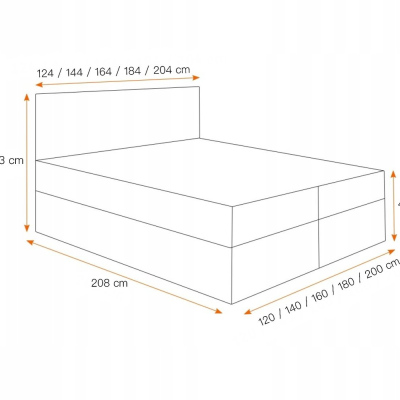 Postel boxspring TIBOR - 180x200, hnědá + topper ZDARMA