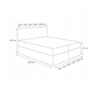 Postel boxspring TIBOR - 180x200, hnědá + topper ZDARMA