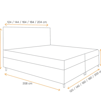 Postel boxspring s úložným prostorem BRIGITA - 140x200, žlutá + topper ZDARMA